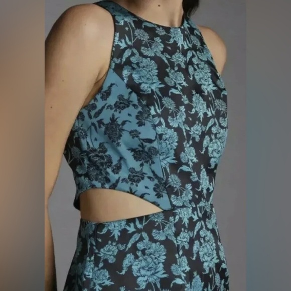 Anthropologie Hutch Floral Jacquard Cut-Out Mini Dress Size 14 - Picture 3 of 12